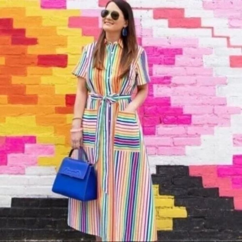 NWOT Christopher John Rogers Rainbow Button Dress